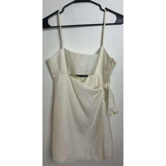 ZARA Women’s LINEN BLEND CUT OUT JUMPSUIT DRESS Size M New - Picture 4 of 15